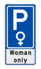 Parkeerbord voor woman only