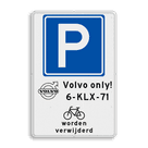 Parkeerbord E04 Parkeerplaats met kenteken, fietsen worden verwijderd