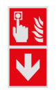 Brand bord met pictogram Brandmelder en pijl