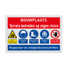 Bouwplaatsbord met diverse PBM veiligheidsinstructies