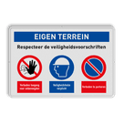 Veiligheidsbord voor eigen terrein met 3 pictogrammen