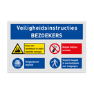 Veiligheidsbord voor bezoekers met 4 veiligheidsinstructies