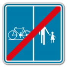 Panneau G2000 - F101b - Fin du chemin réservé à la circulation des piétons, cyclistes et cavaliers avec l’indication de la partie du chemin qui est affectée aux différentes catégories d’usagers