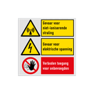 Veiligheidsbord waarschuwing elektrische spanning en niet-ioniserende straling