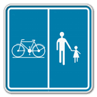 Panneau G2000 - F99b - Chemin réservé à la circulation des piétons, cyclistes et cavaliers avec l’indication de la partie du chemin qui est affectée aux différentes catégories d’usagers