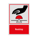 Bord met pictogram en tekst Noodstop