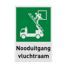 Nooduitgangbord met pictogram en tekst Nooduitgang vluchtraam