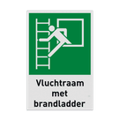 Nooduitgangbord met pictogram en tekst Vluchtraam met brandladder