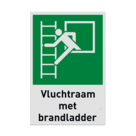 Nooduitgangbord met pictogram en tekst Vluchtraam met brandladder