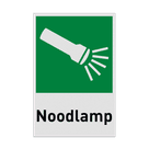 Reddingsmiddelenbord met pictogram en tekst Noodlamp