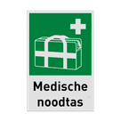 Reddingsbord met pictogram en tekst EHBO Medische noodtas