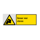 Veiligheidsbord met pictogram en tekst Gevaar voor stieren