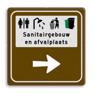 Informatiebord sanitairgebouw en afvalplaats + pijl - reflecterend