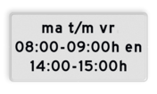 Verkeersbord RVV OB204p - Onderbord met venstertijden