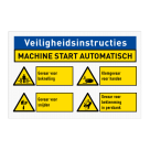 Veiligheidsbord met veiligheidsinstructie voor machinegebruik en 4 pictogrammen