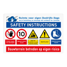 Panneau de sécurité avec SAFETY INSTRUCTIONS et logo d'entreprise