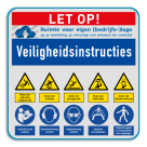 Veiligheidsbord met veiligheidsinstructies en 10 pictogrammen