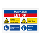 Veiligheidsbord voor magazijn met 4 pictogrammen + banners