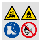Veiligheidsbord voor magazijn - 4 pictogrammen