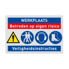 Veiligheidsbord voor werkplaats met 4 pictogrammen