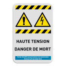Panneau d'avertissement W001 + W012 - haute tension, danger général !