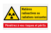 Panneau d'avertissement W003 - Matières radioactives avec bloc de texte