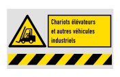 Panneau d'avertissement W014 - Chariots élévateurs + Bloc de texte