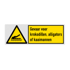 Veiligheidsbord met pictogram en tekst Gevaar voor krokodillen, alligators of kaaimannen