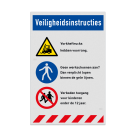 Veiligheidsbord voor bezoekers met 3 veiligheidsinstructies