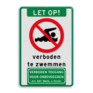 Informatiebord verboden te zwemmen + verboden toegang - reflecterend