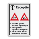 Informatiebord gasten melden bij receptie meertalig - reflecterend