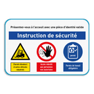 Panneau d'accès avec instructions de sécurité et 3 pictogrammes