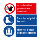 Panneau de sécurité avec 3 pictogrammes