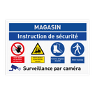 Panneau de sécurité avec pictogramme et surveillance par caméra