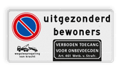 Parkeerverbod RVV E01 + Tekst + 2x picto