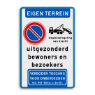 Verkeersbord eigen terrein parkeerverbod uitgezonderd bewoners/bezoekers - reflecterend