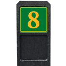 Huisnummerpaal met bord groen/oranje fluorescerend - klassiek lettertype