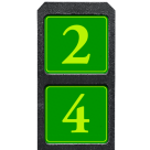 Huisnummerpaal met twee bordjes groen/geel fluorescerend - klassiek lettertype