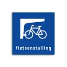 Bord fietsenstalling blauw/wit - reflecterend