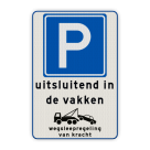 Parkeerbord RVV E04 uitsluitend in de vakken met wegsleepregeling