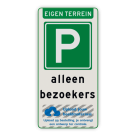 Parkeerbord voor bezoekers van eigen terrein met logo