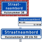 Straatnaambord + huisnummers