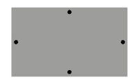 - 4 trous 4mm (centrés gauche/droite et haut/bas)