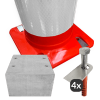 Inclusief betonvoet 30x30x20cm + 4 stuks RVS plaat + bout M12
