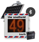 Snelheidsdisplay LED met zonnepaneel + reflecterend in huisstijl