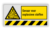 Waarschuwingsbord W002 met tekst Gevaar voor explosieve stoffen