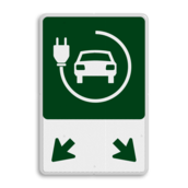 Parkeerbord met pijlen voor elektrische voertuigen - speciaal ontwerp en kleur