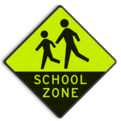 Verkeersbord schoolzone - Extra opvallend fluorescerend/reflecterend
