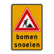 Waarschuwingsbord J16 + WIU geel/zwart 3 regelig