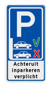 Verkeersbord - Achteruit inparkeren verplicht